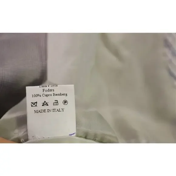 Gi Capri Napoli Gray/Pearl Woven Silk-Wool 2-Btn Handmade Sportcoat Blazer 44R